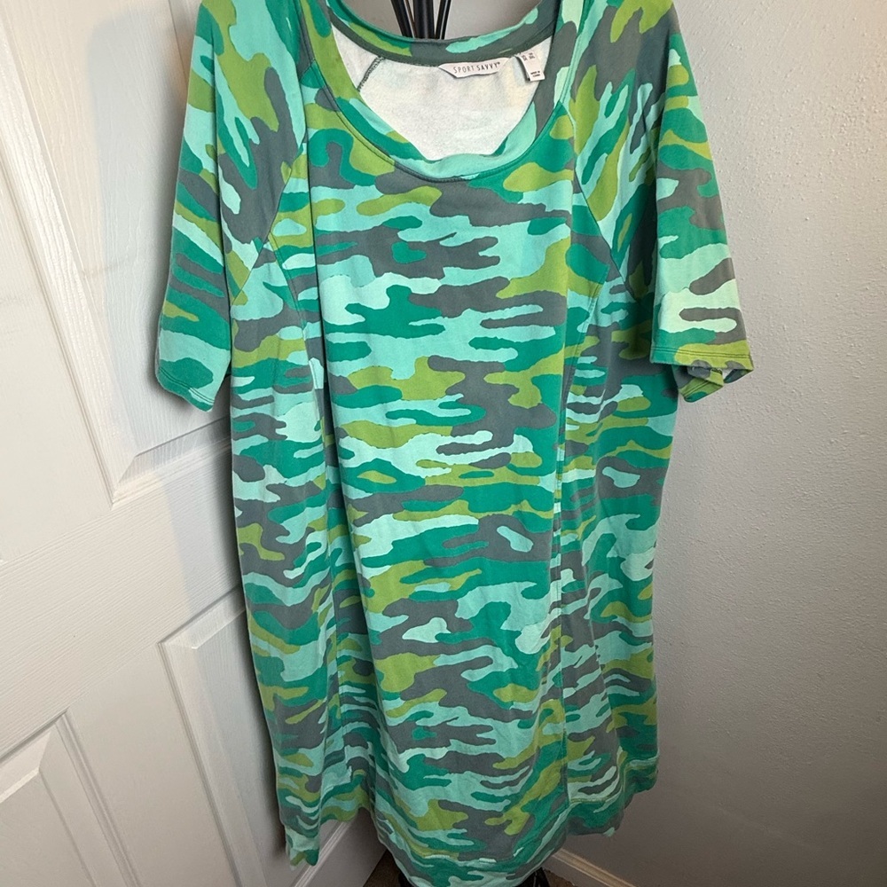Vince Camuto Green Camo Midi Dress